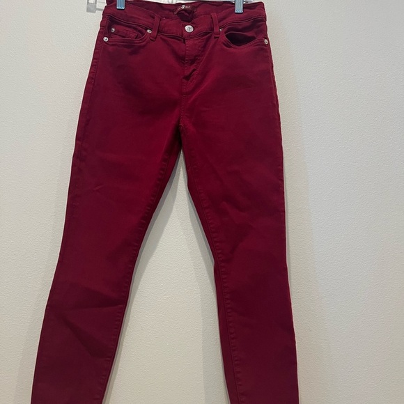 7 For All Mankind Red Skinny Jeans - Picture 1 of 4
